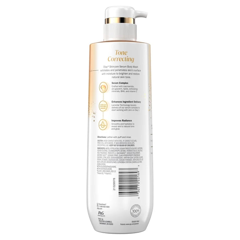Olay Tone Correction Body Wash with BHA and Vitamin C Serum Complex, 591 ml