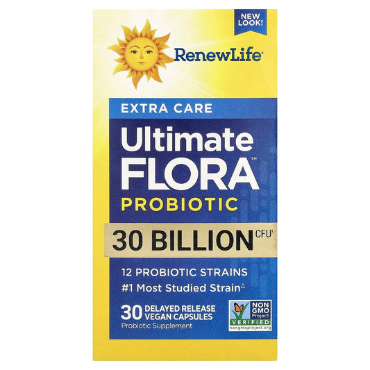 Renew Life Extra Care Ultimate Flora™ Probiotic | Probiotics, 30 Billion CFU, 30 delayed-release capsules