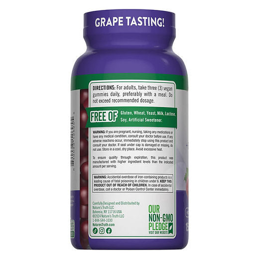 Nature’s Truth, Essential Iron ( Fer ) gummies + B Vitamins & Zinc, 150 gummies