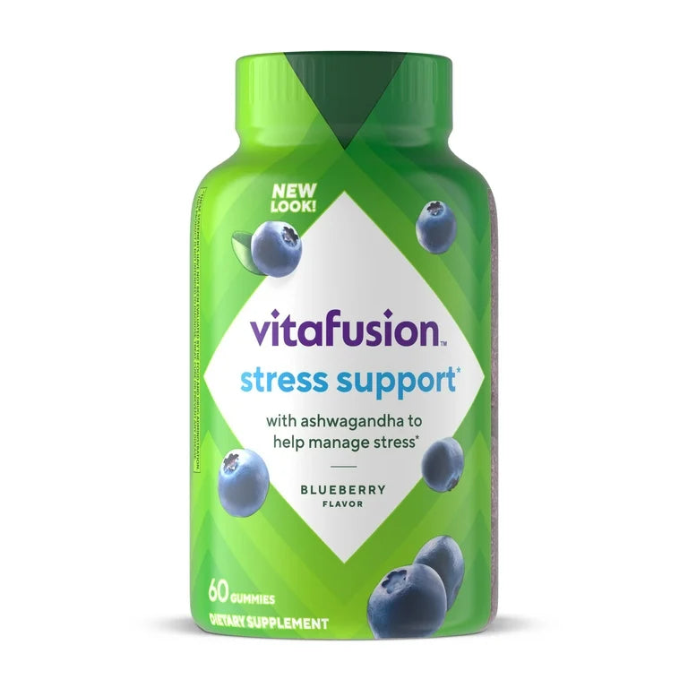 Vitafusion à l'ashwagandha pour le soutien du stress, 125 mg, saveur myrtille, 60 gummies