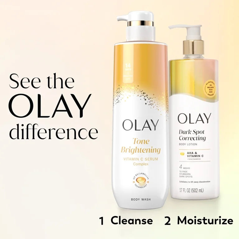 Olay Lotion corporelle correctrice de taches brunes avec AHA, vitamine C et niacinamide, 500 ml, lotion corporelle exfoliante