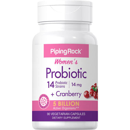 PipingRock Probiotique pour femmes|14 souches, 5 milliards de cultures et canneberge, 90 gélules