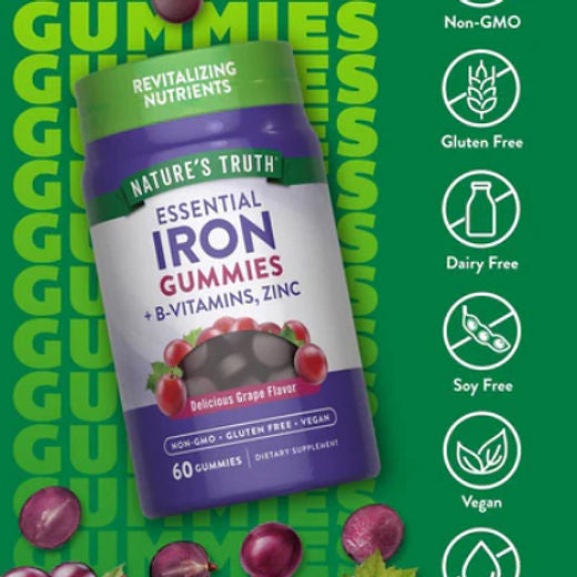 Nature's Truth, Essential Iron gummies + B Vitamins & Zinc, 150 gummies