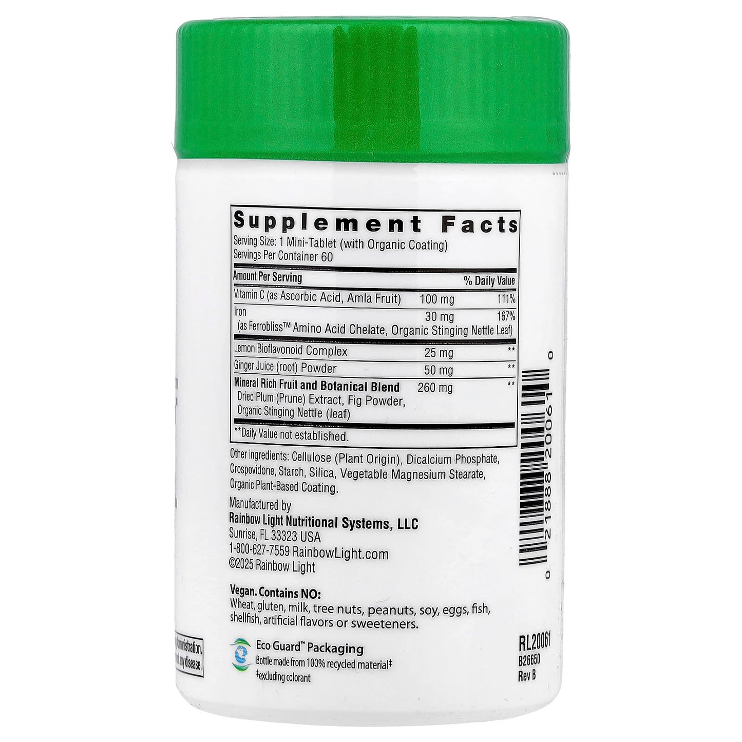 Rainbow Light Complete Iron™ Mini-comprimés+ ( Fer ) 60 comprimés