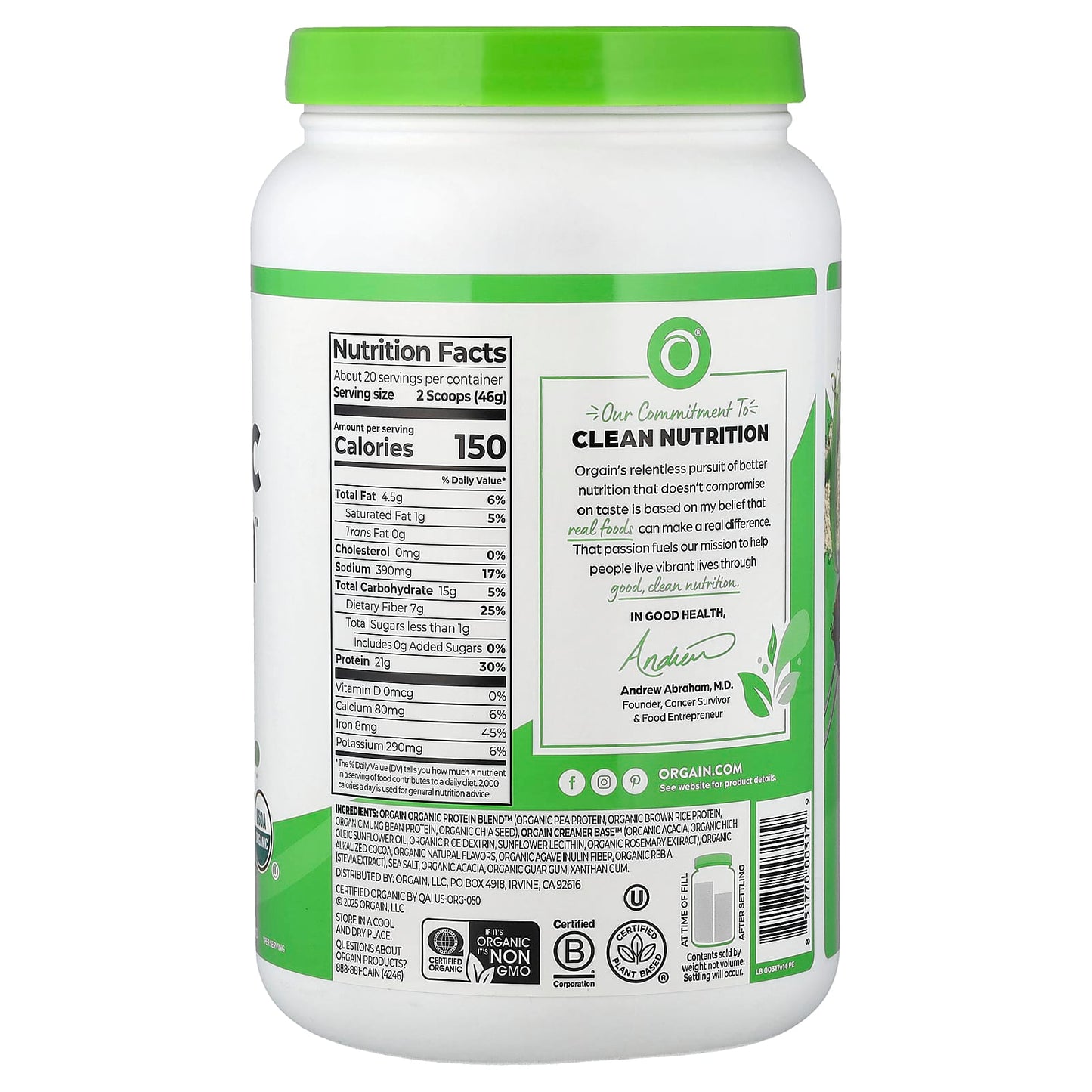 Orgain Organic Protein | Protein Powder, Creamy Chocolate Fudge, 920 g