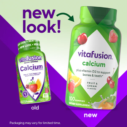 VitaFusion Calcium + Vitamin D3 gummies, Fruit & Cream, 80 Count