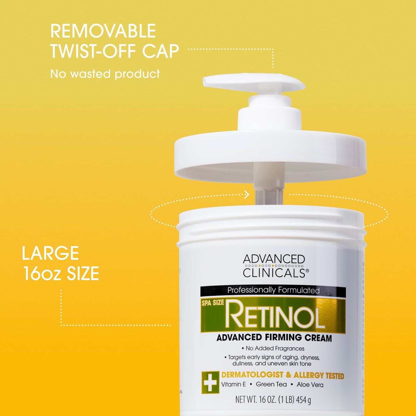 Advanced Clinicals Rétinol, Crème raffermissante avancée, 454 grammes