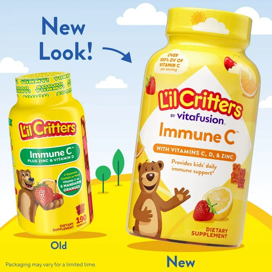 L’il Critters Immune C Multivitamin Gummies for Kids | with Vitamin C, D and Zinc, Orange, Lemon and Cherry Flavors, 60 Gummies