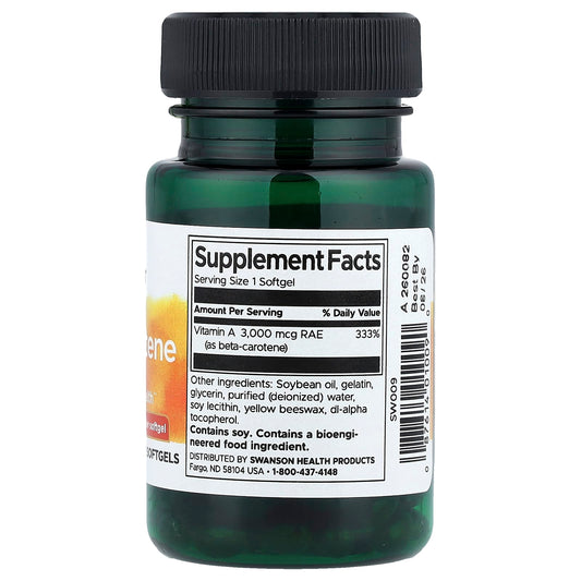 Swanson
Beta-Carotene, 10,000 IU (3,000 mcg), 100 Softgels