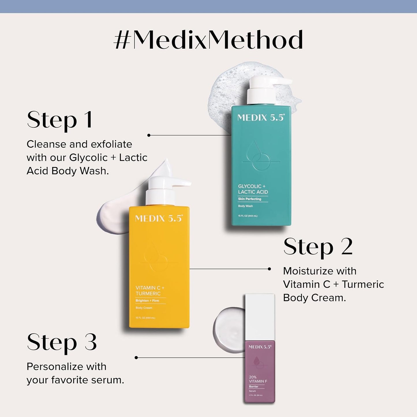 Medix 5.5, Body Cream, Vitamin C + Turmeric, 444 ml