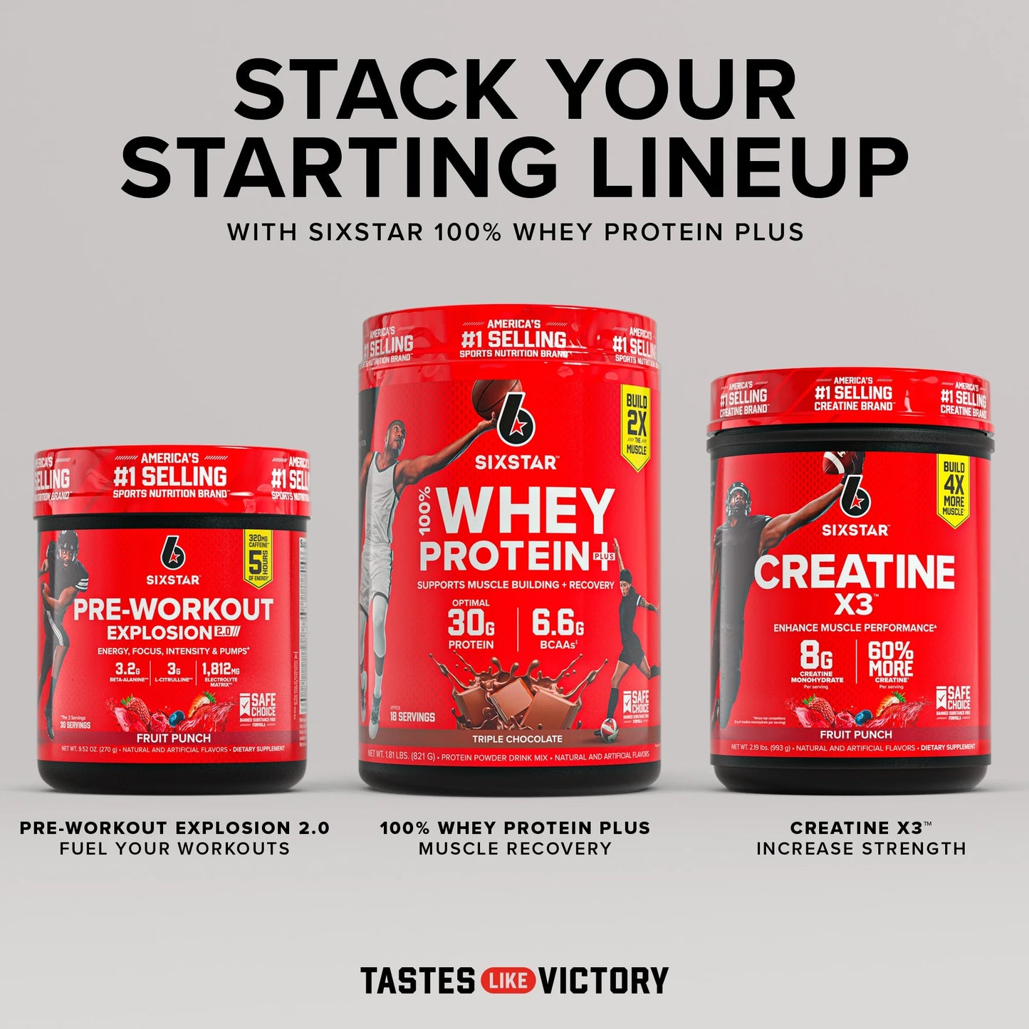 Six Star Pro Nutrition 100% Whey Protein Powder Plus, 30 g de protéines, triple chocolat, 907 grammes
