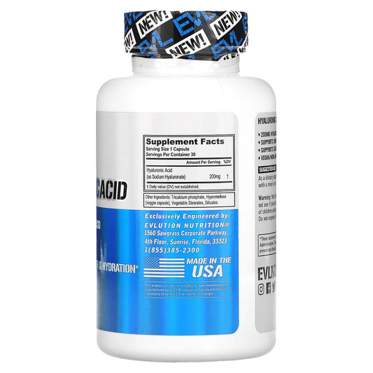 EVLution Nutrition, Hyaluronic Acid, 200 mg, 30 Capsules