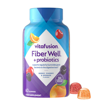 Vitafusion Fiber Well + Probiotic | Probiotics and Fiber, 60 Gummies