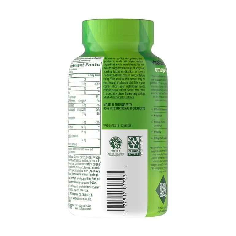 Vitafusion Oméga 3 EPA/DHA et ALA, goût limonade à la framboise, 120 gummies