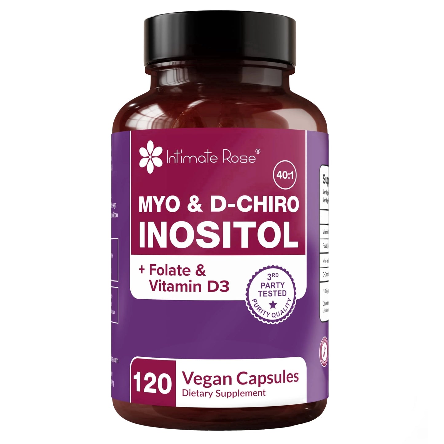 Intimate Rose Myo-Inositol & D-Chiro Inositol 40:1 + Folate & Vitamin D, 120 gélules