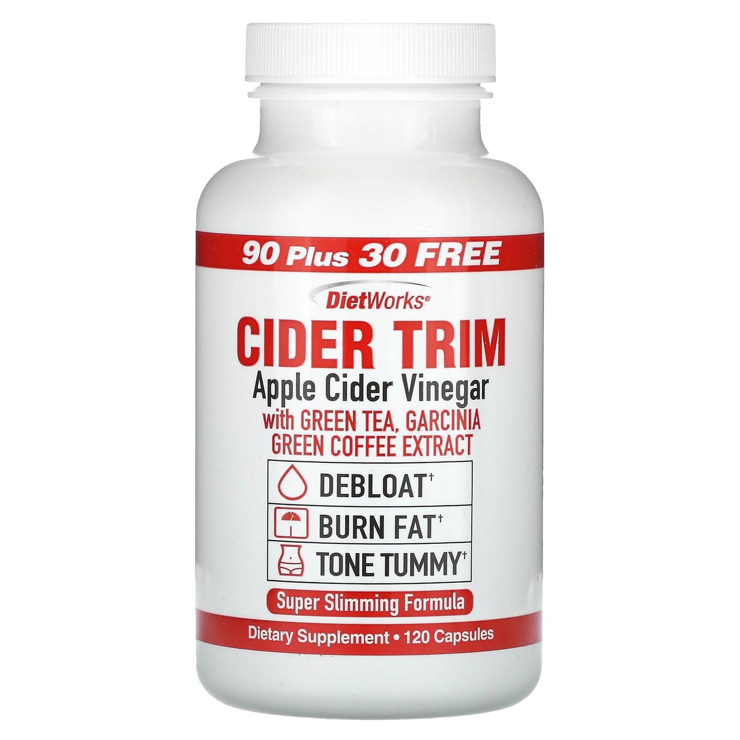 Diet Works Cider Trim | vinaigre de cidre avec garcinia cambogia, gingembre, poivre de Cayenne et érable | 120 gélules