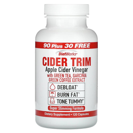 Diet Works Cider Trim | Apple Cider Vinegar with Garcinia Cambogia, Ginger, Cayenne Pepper, and Maple | 120 Capsules