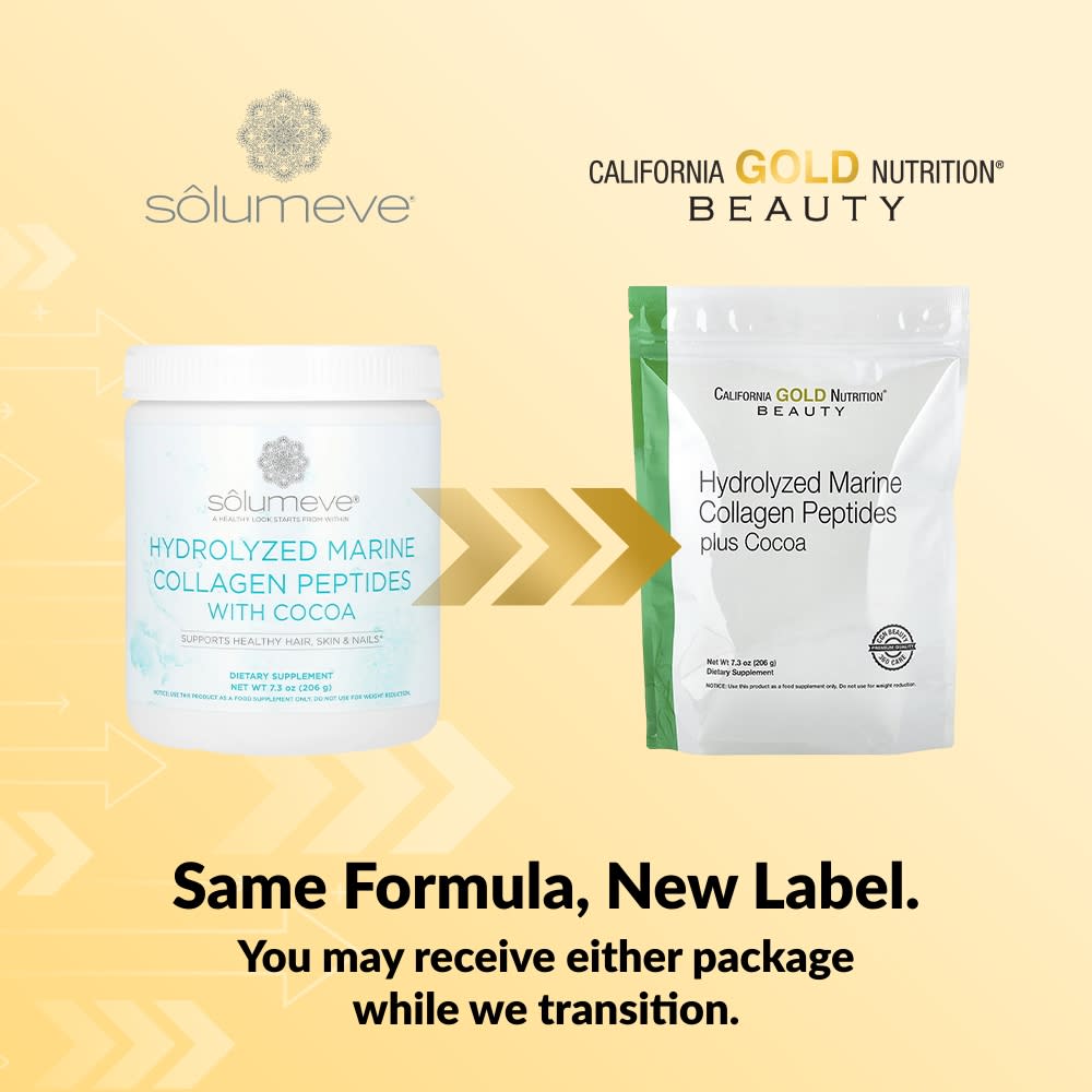 California Gold Nutrition Peptides de collagène marin hydrolysé avec cacao, 206 grammes