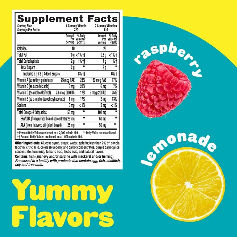 Lil Critters Omega-3 Kids Gummies, 3 Fatty Acids, DHA, EPA & ALA, Delicious Citrus Flavors, 120 Gummies