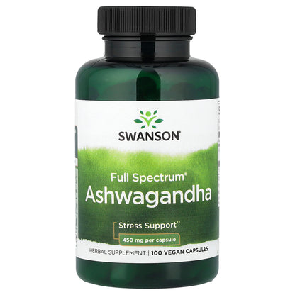 Swanson Full Spectrum® Ashwagandha, 100 gélules (450 mg per Capsule)
