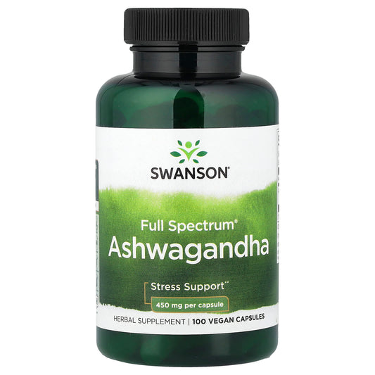 Swanson Full Spectrum® Ashwagandha, 100 Capsules (450 mg per Capsule)