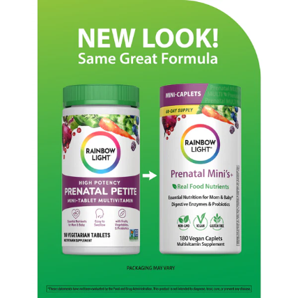 Rainbow Light Prenatal Multi Mini's + | Vitamines Prénatales | Real Food Nutrients, 180 Mini Comprimés