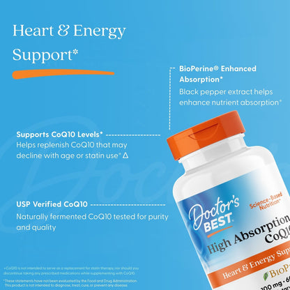Doctor's Best, High Absorption CoQ10 with BioPerine, 60 Softgels