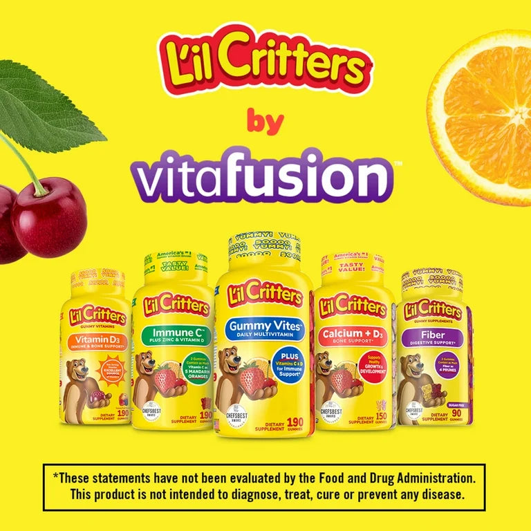 Lil Critters Omega-3 Kids Gummies, 3 Fatty Acids, DHA, EPA & ALA, Delicious Citrus Flavors, 120 Gummies