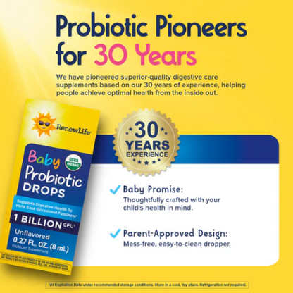 RenewLife Gouttes de Probiotiques pour Bébés 1 Billion (Biologique), 8ml