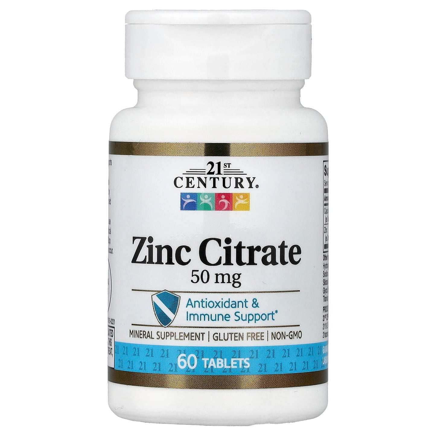 21st Century Zinc Citrate, 50 mg, 60 comprimés