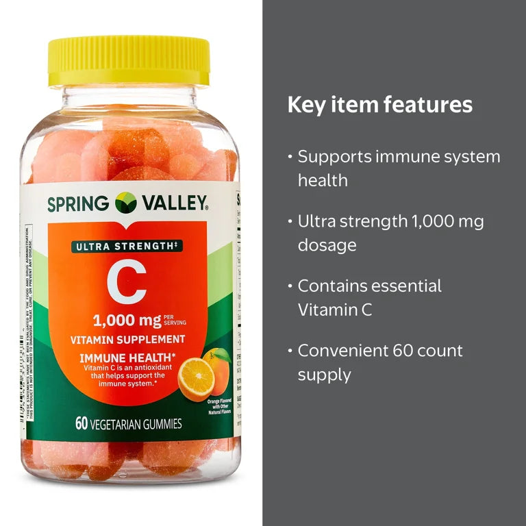 Spring Valley Vitamine C gummies ultra-forte 1 000 mg, 60 unités