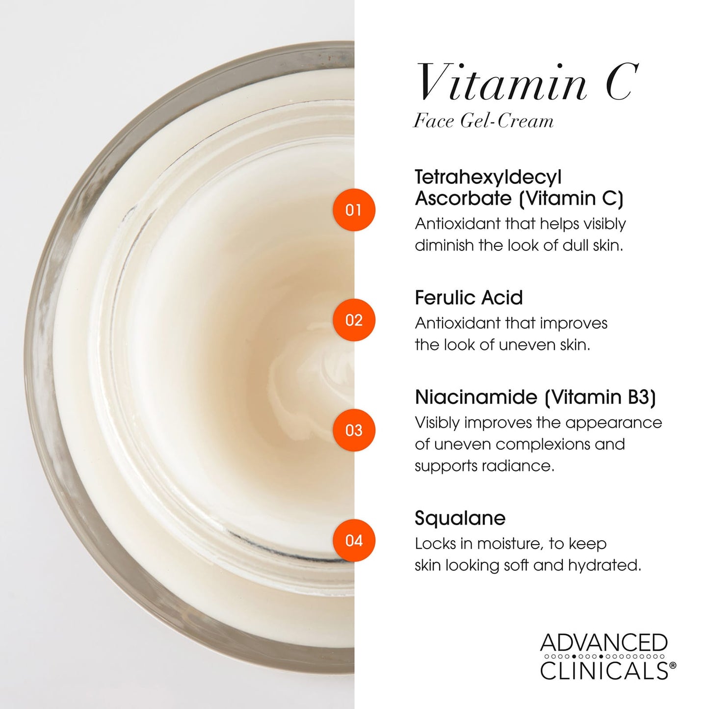 Advanced Clinicals Gel-crème illuminateur, Vitamine C, 74 ml