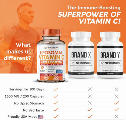 Wholesome Wellness Vitamine C Liposomale, 1500mg, 200 gélules