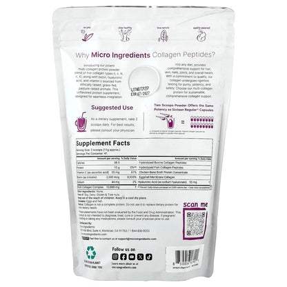Micro Ingredients Multi Collagen Peptides Powder, Unflavored, (907g)