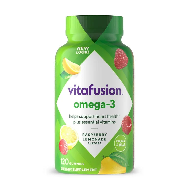 Vitafusion Oméga 3 EPA/DHA et ALA, goût limonade à la framboise, 120 gummies