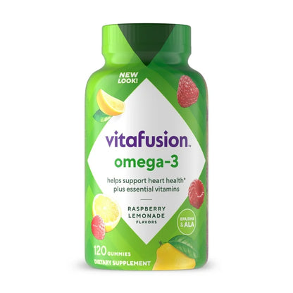 Vitafusion Oméga 3 EPA/DHA et ALA, goût limonade à la framboise, 120 gummies
