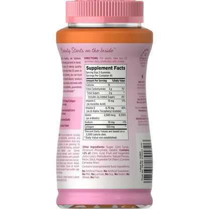 Nature’s Bounty Hair Skin & Nails avec Collagène, goût Agrumes tropicaux, 90 Gummies