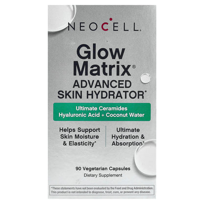 Neocell Glow Matrix Advanced Skin Hydrator | With Hyaluronic Acid, Ceramides, Coconut Water & Antioxidants | 90 capsules