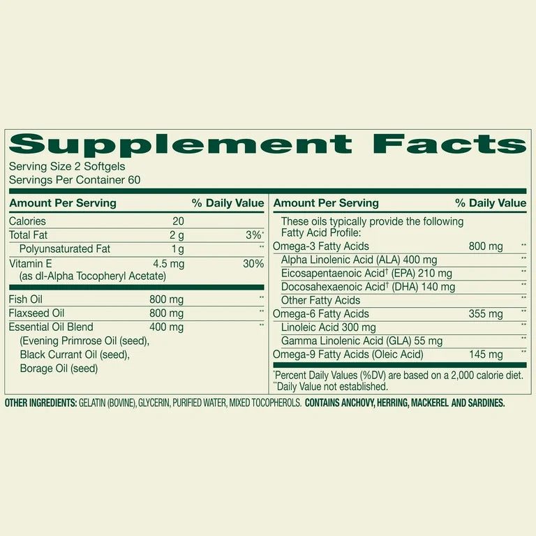 Spring Valley Triple Omega, gélules d'huile de poisson 800 mg, d'huile de lin 800 mg et d'huile de bourrache, 120 gélules