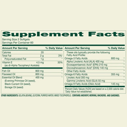 Spring Valley Triple Omega, gélules d'huile de poisson 800 mg, d'huile de lin 800 mg et d'huile de bourrache, 120 gélules