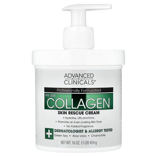 Advanced Clinicals Collagen, Skin Rescue Cream, 454g