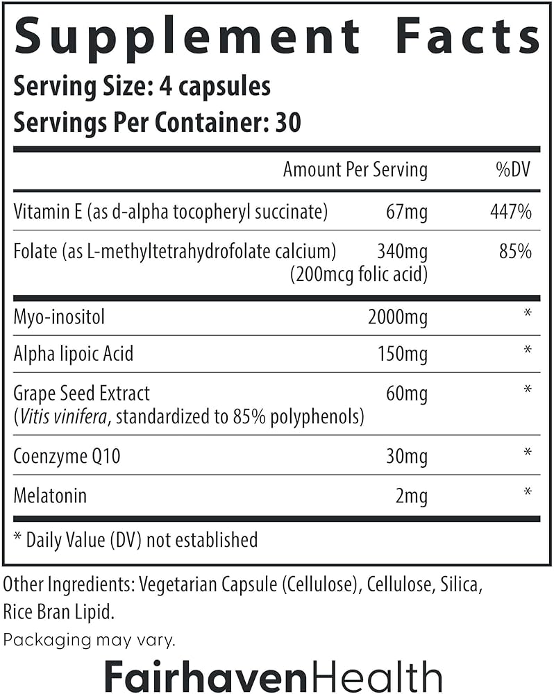 FairHaven Health Ovaboost Fertility Supplement for Women | Myo-inositol, Folic Acid | Prenatal Vitamin for Natural Fertility | 120 Capsules