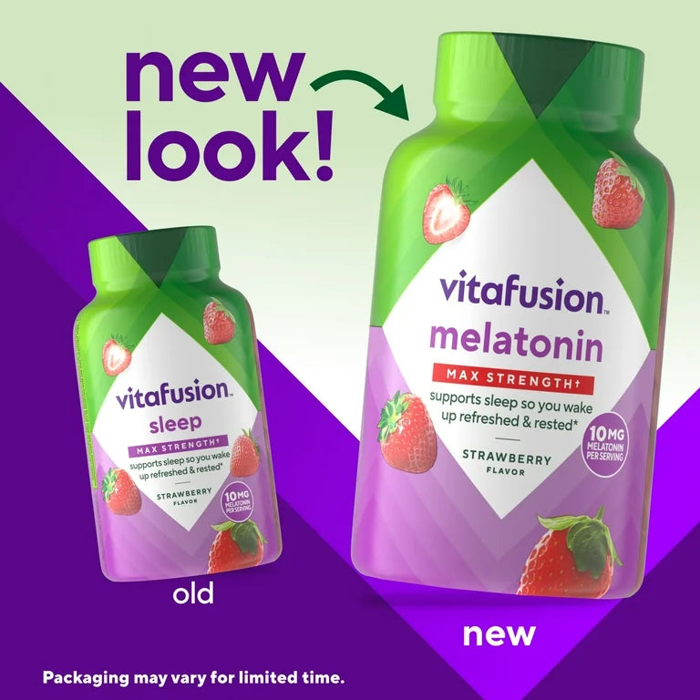 Vitafusion Melatonine | Gummies pour le sommeil, force maximale, goût fraise, 100 gummies