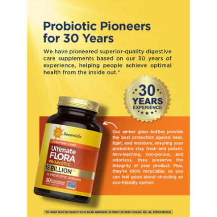 Renew Life Ultimate Flora Everyday Care Probiotic 15 Billion
30 gélules à libération prolongée
