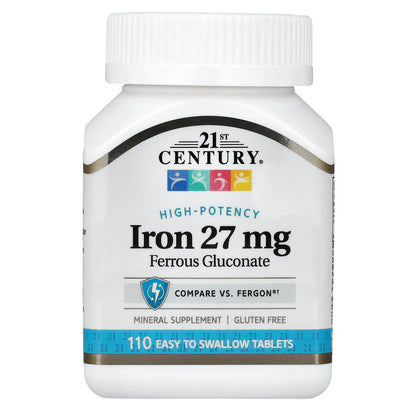 21st Century Fer Gluconate, 110 comprimés faciles à avaler