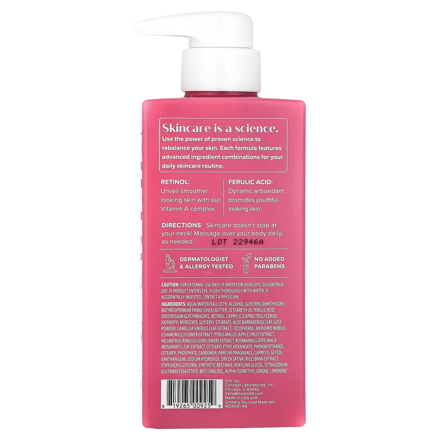 Medix 5.5, Crème corporelle rétinol + acide férulique, 444 ml (15 fl oz)