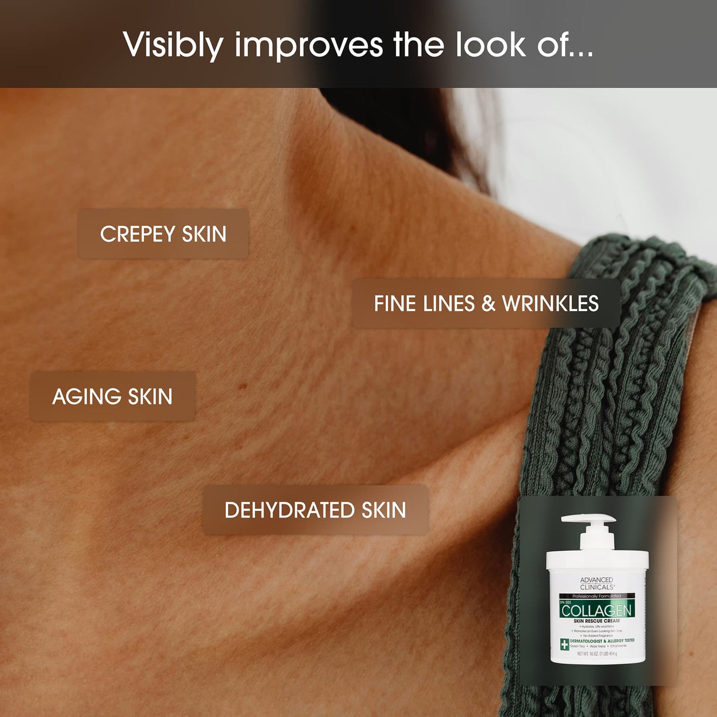Advanced Clinicals Collagen, Skin Rescue Cream, 454g