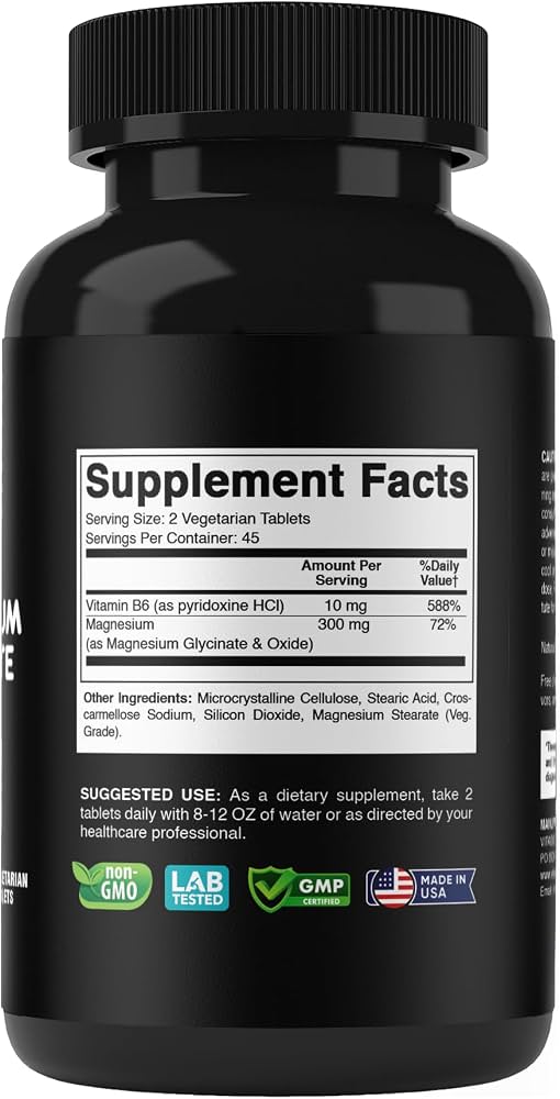Vitabod Magnésium Glycinate + Vitamine B6|300mg de magnésium élémental, 90 gélules