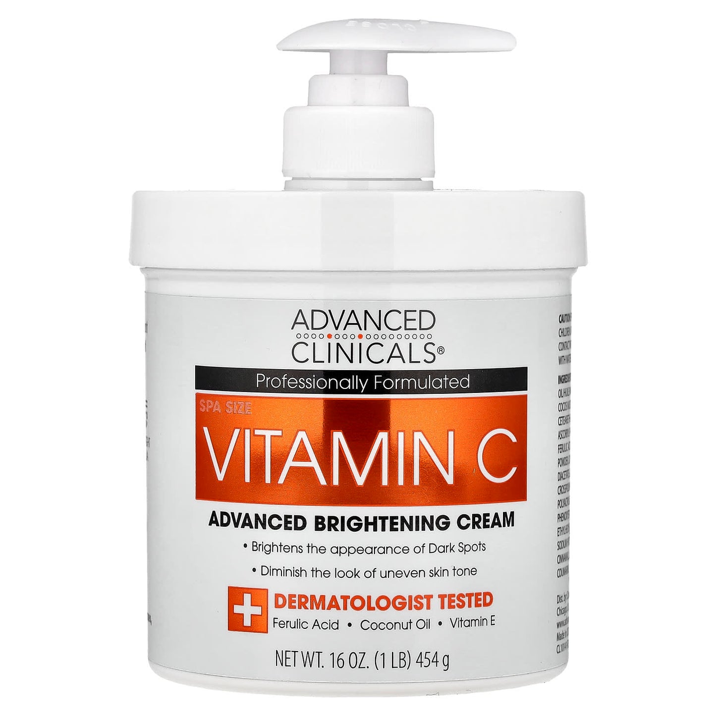 Advanced Clinicals Crème pour le corps éclaircissante à la vitamine C, 454 grammes