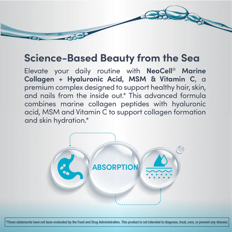 Neocell, Peptides de collagène marin + acide hyaluronique, MSM et vitamine C, poudre de 200 g